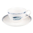 Cup and Saucer White Blue 12x6x6 cm / Ø 15x2 cm / 250 ml