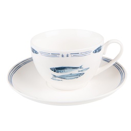 [FIBKS] Tazzina da caffè con piattino Bianco Blu 12x6x6 cm / Ø 15x2 cm / 250 ml