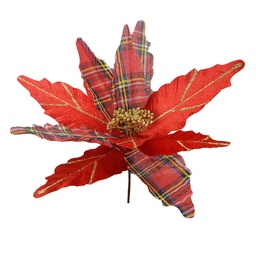 [66134] Weihnachtsdeko Blume Rot Goldfarbig Ø 39x24 cm