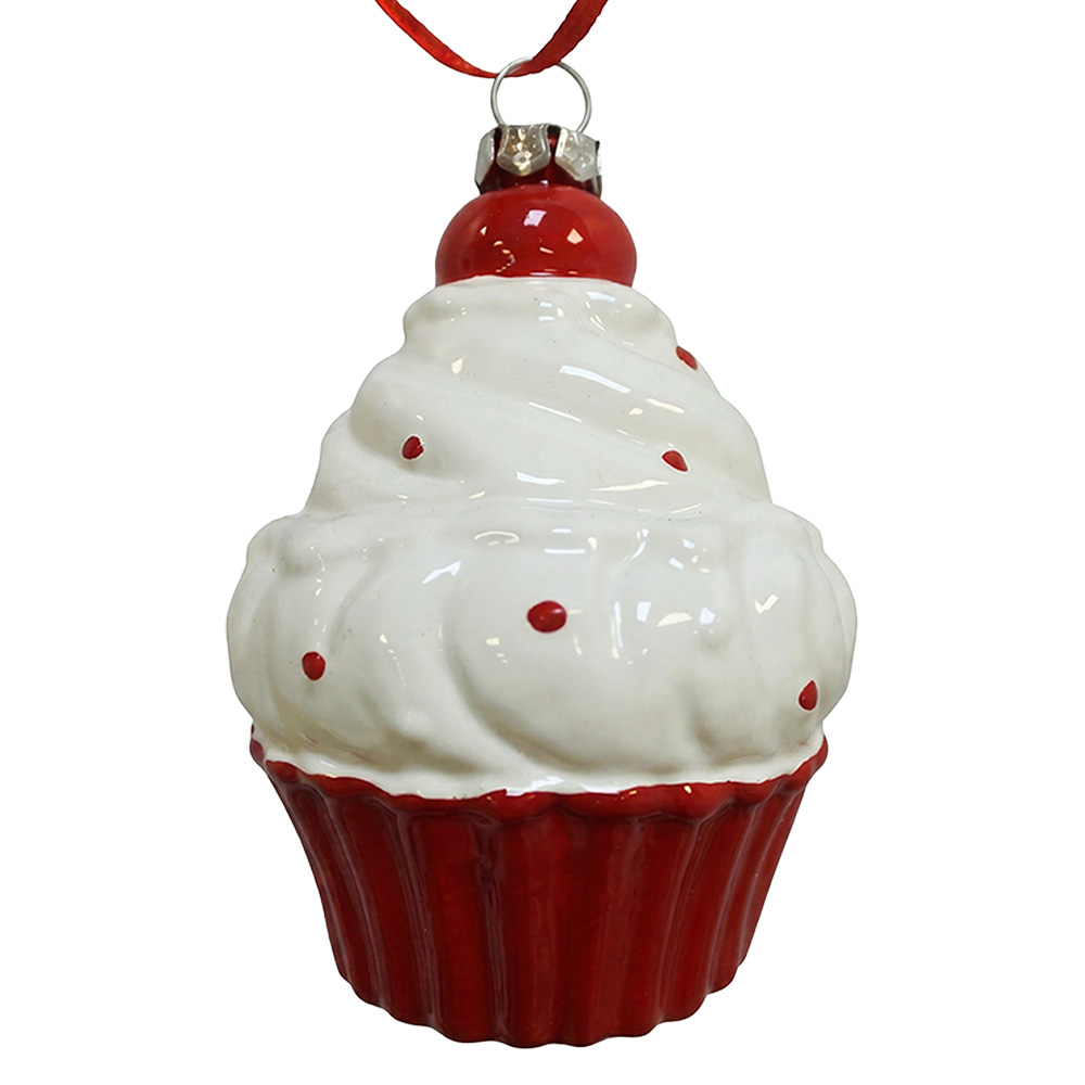 Boule de Noël Blanc Rouge Ø 7x11 cm