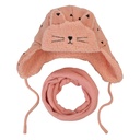 Ensemble châle d'hiver et chapeau d'hiver pour enfants Rose
