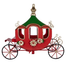 [6Y6219] Décoration Calèche Rouge Vert 38x16x33 cm