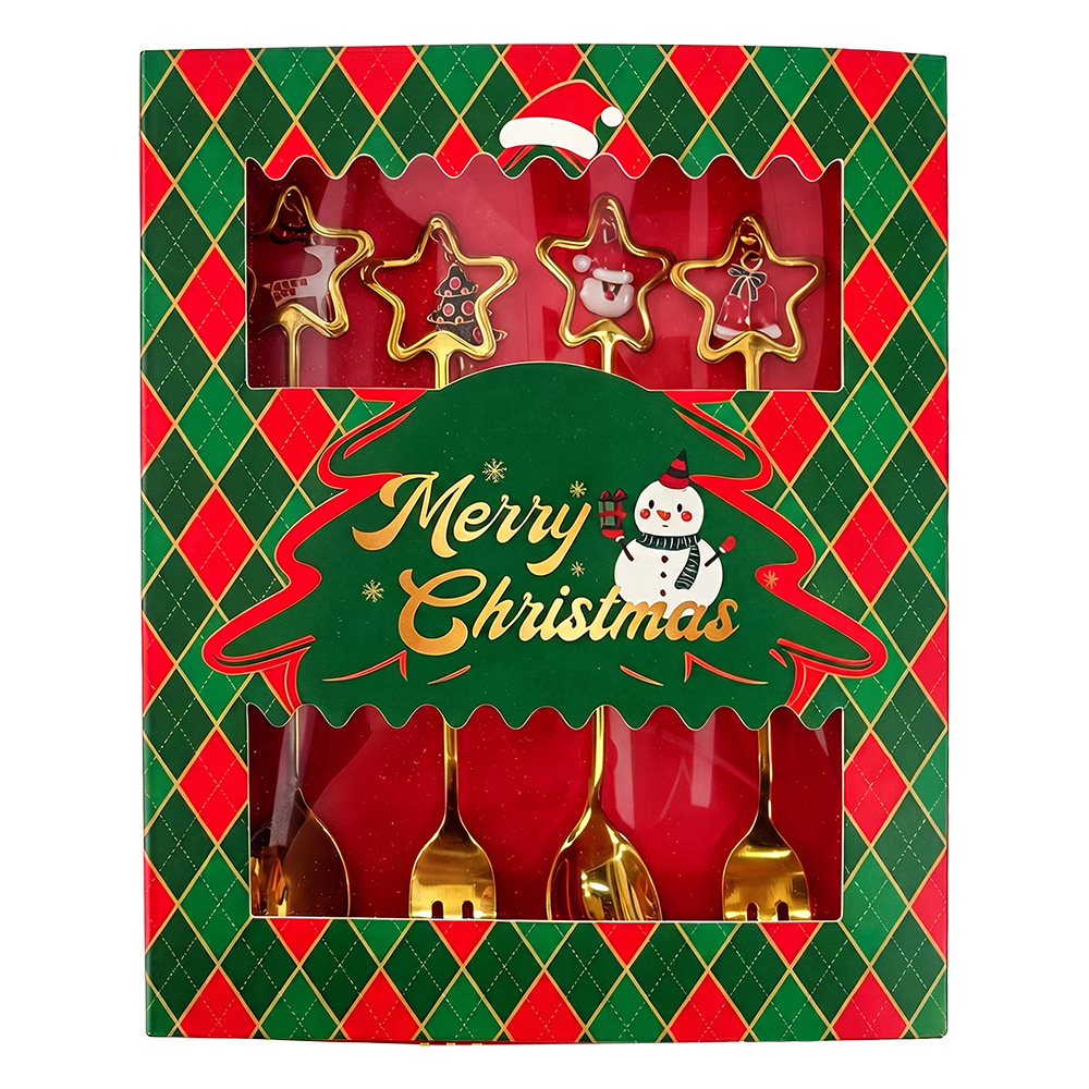 Dessert cutlery Gold coloured Red (4) 2x12 cm