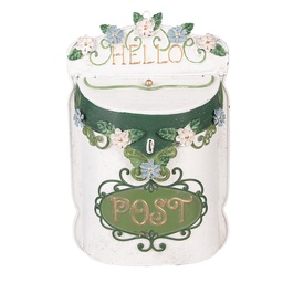 [6Y6000] Letterbox Wall White Green 27x10x42 cm