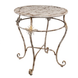 [5Y1241] Table bistro Blanc Marron Ø 69x76 cm
