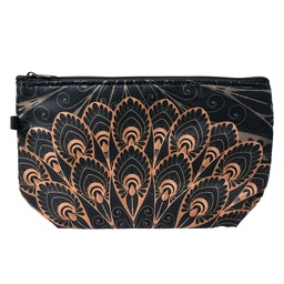 [JZTB0045] Kulturtasche Damen Schwarz, Beige 22x13x18 cm