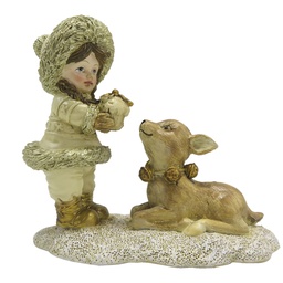 [6PR4821] Decoratie kind met hert 12x6x12 cm