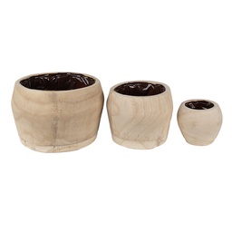 [6H2136] Flowerpot (set of 3) Brown Ø 24x15 / Ø 18x13 / Ø 12x10 cm