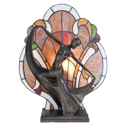 [5LL-5783] Tiffany Tischlampe Braun, Rot 35x15x44 cm E14/max 1x40W