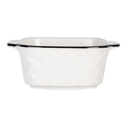 [6CEBO0097] Soup Bowl White Black 15x12x5 cm / 400 ml