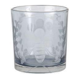 [6GL3050] Glas Kerzenhalter Grau Ø 7x8 cm