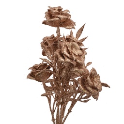 [65797] Décoration de Noël Branche avec fleurs Couleur cuivre 11x8x33 cm
