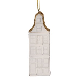 [6PR5611] Ciondolo di decorazione di una Casetta Bianco Color oro 4x4x11 cm