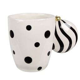 [6CEMU0162Z] Becher Weiß Schwarz 14x9x10 cm / 350 ml
