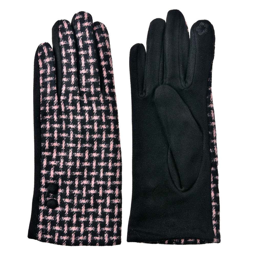Guanti Donna Nero Rosa 9x23 cm