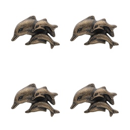 [64897] Doorknob Set of 4 Dolphin Brown 6x4x4 cm / S3 cm
