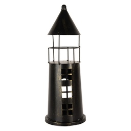 [6Y5790] Deko Leuchtturm Schwarz Ø 16x45 cm