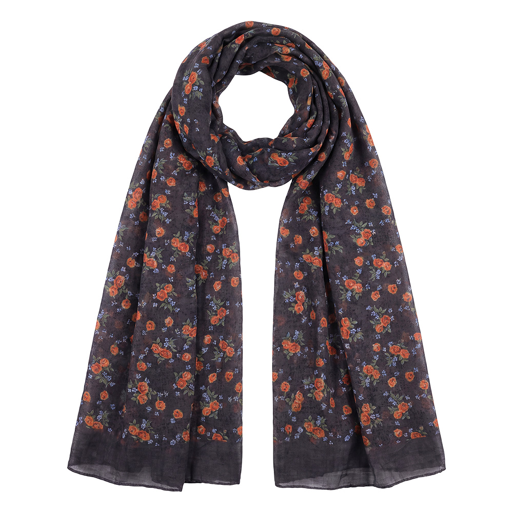 Foulard femme impirmée Gris 85x180 cm