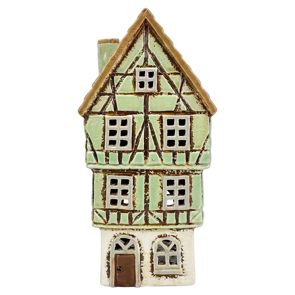 Porte-lampes de Noël chalet Vert Marron 11x10x22 cm
