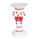 Candlestick White Red Ø 9x18 cm