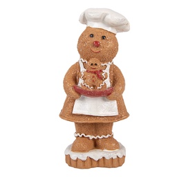 [6PR6302] Decoration gingerbread man Brown White 7x6x15 cm