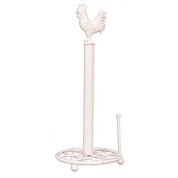 [6Y0518W] Kitchen Roll Holder Rooster White Ø 18x43 cm