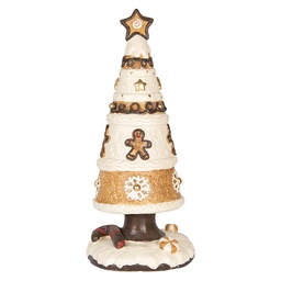 [6MG0145] Décoration de Noël Sapin de Noël Marron Blanc Ø 24x51 cm