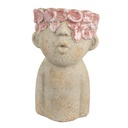Vaso Porta Pianta Beige Rosso 16x15x25 cm