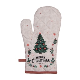 [TCH44] Oven Mitt Beige Green Red 18x30 cm