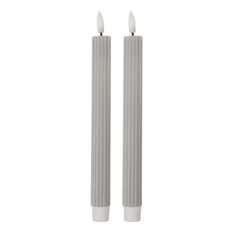 [6CA0002G] Bougie avec LED set 2 Gris Ø 2x25 cm / 2xAAA