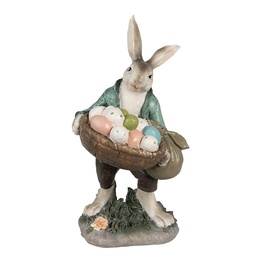 [6PR4028] Decoration Statue Rabbit Brown Green 18x16x32 cm