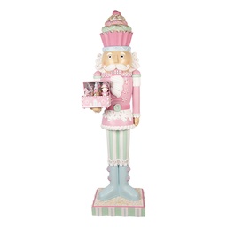 [5PR0213] Weihnachtsdeko Nussknacker Rosa Blau mit LED 59x49x216 cm
