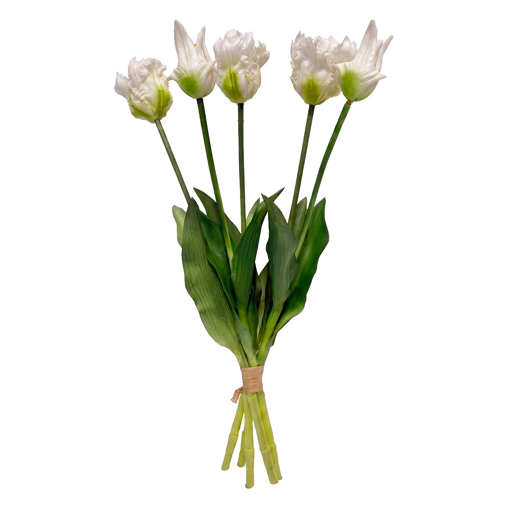 Fleur artificielle bouquet Blanc Vert 42 cm