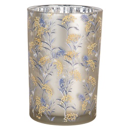 [6GL4967] Tealight holder Grey Yellow Ø 12x18 cm