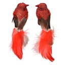 Decorazione uccello  (Set di 2) Rosso Marrone 16x5x5 cm