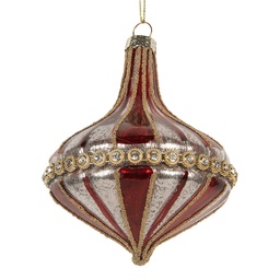 [6GL5317] Weihnachtskugel Rot Weiß Ø 9x11 cm