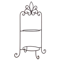 [W40091] Cake Stand for 2 Plates Brown 38x30x57 cm