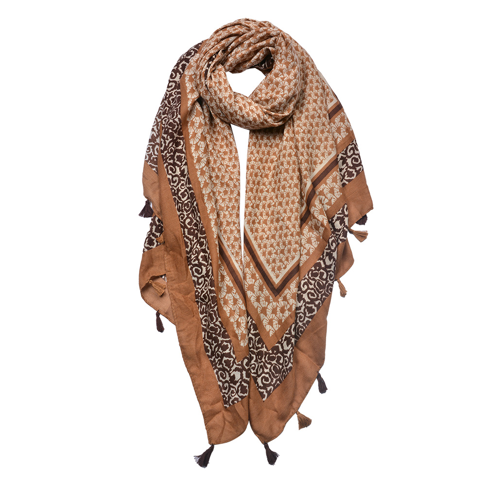 Scarf Women Print Brown 90x180 cm