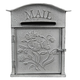 [6Y4795] Boîte aux lettres murale Gris, Blanc 26x10x31 cm