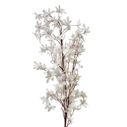 [5PL0136W] Deko Ast mit Blumen Weiß 15x7x112 cm