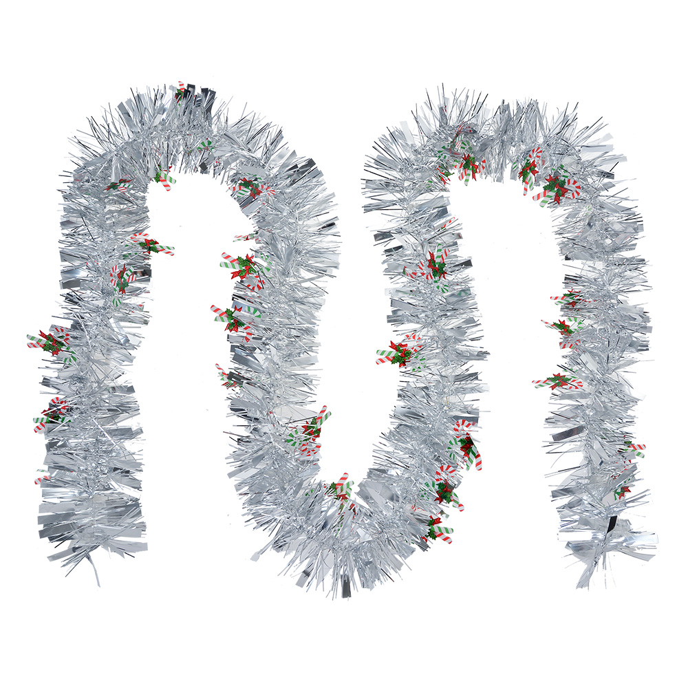 Dekoration girlande Weihnachten Silberfarbig 200 cm