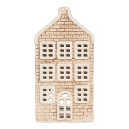 [6CE2305] Portacandele Natale Casette Beige Verde 9x10x19 cm
