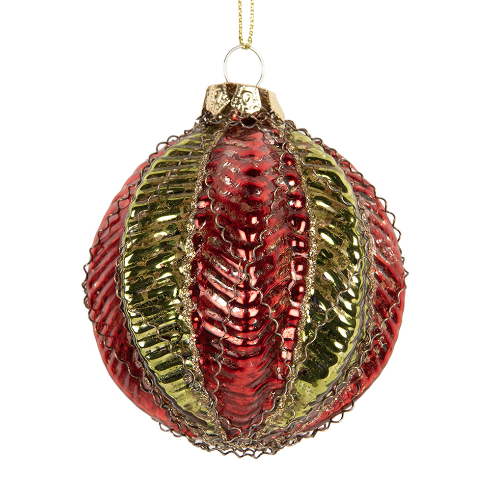 Christmas Bauble Gold colored Red Ø 7x8 cm
