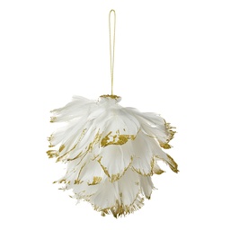 [66148] Anhänger Blume Weiß Goldfarbig 12x12x12 cm
