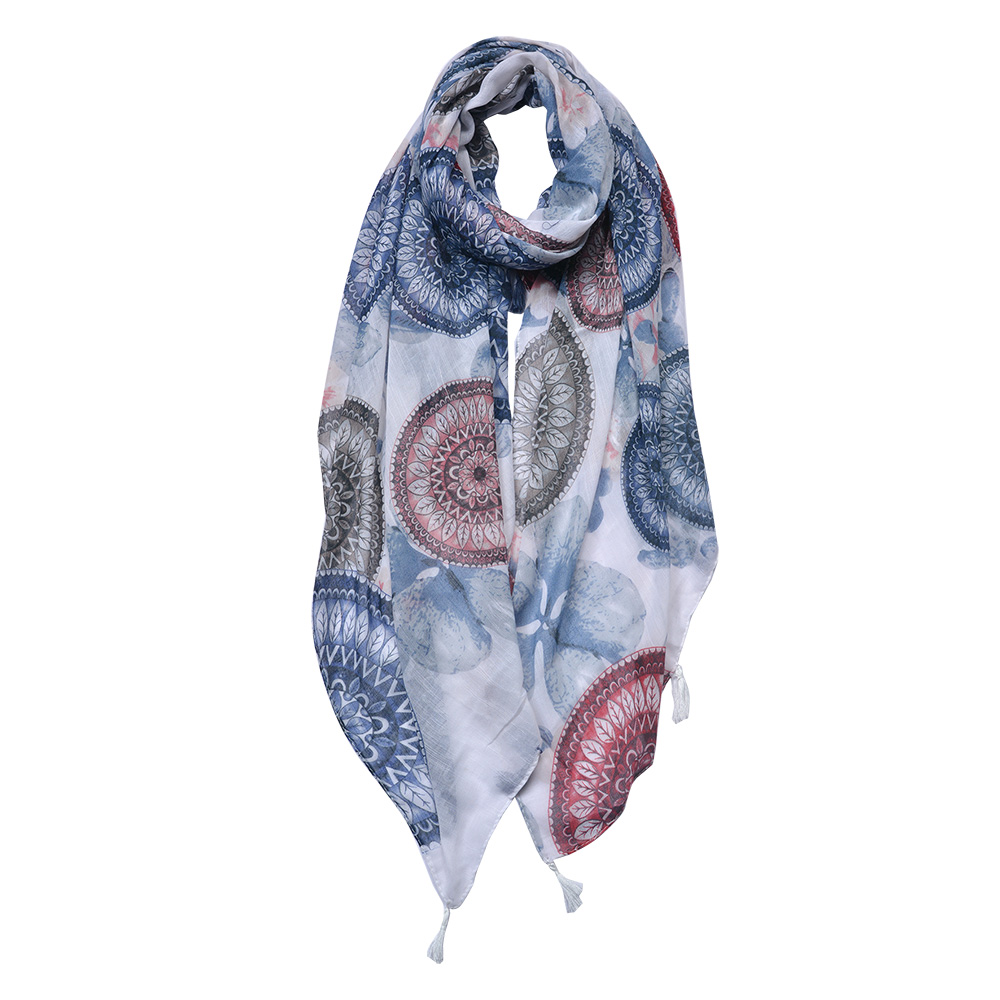 Foulard Donna Stampato Blu 90x180 cm