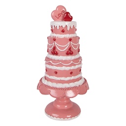 [6PR6061] Décoration gâteau Rose Blanc Ø 16x33 cm