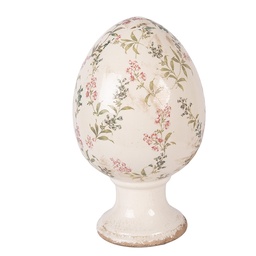 [6CE2407XL] Deko Ei auf Fuß Beige Rosa Ø 17x28 cm