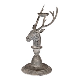 [6Y5839] Candle Holder Deer Grey 17x14x30 cm