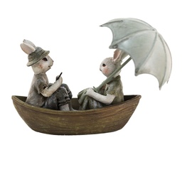 [6PR3534] Décoration Lapin Vert, Marron, Beige 14x10x12 cm