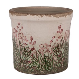 [6CE2017S] Vaso Porta Pianta Beige Verde Ø 13x12 cm